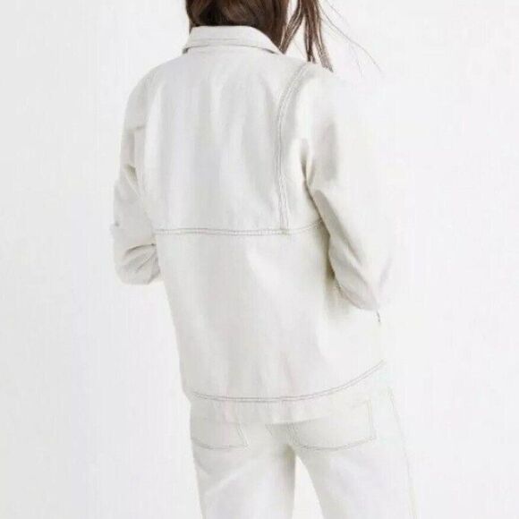 NWT SUPER CUTE ! Madewell x Where I Was From Women's White JEAN Jacket M - Picture 2 of 6